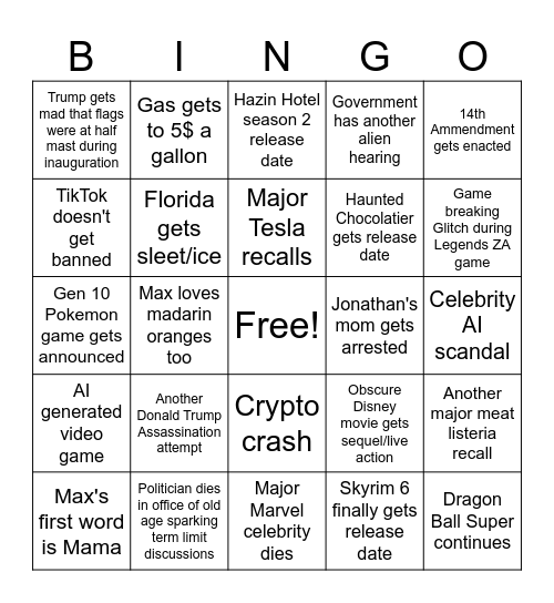 2025 Bingo Card
