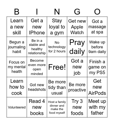 2025 Bingo Card