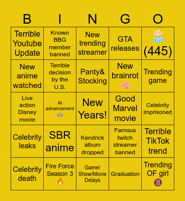 2025 Bingo! Bingo Card