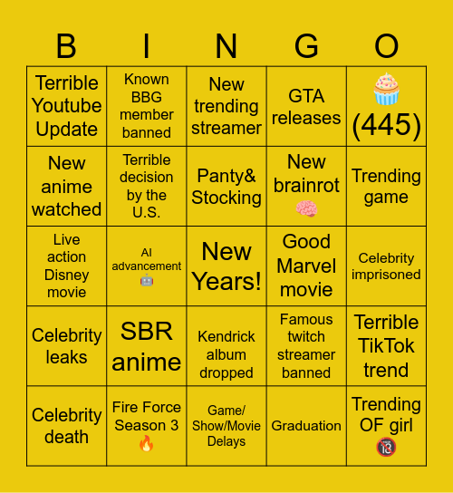 2025 Bingo! Bingo Card