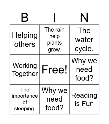 Main Idea Bingo Madness Bingo Card