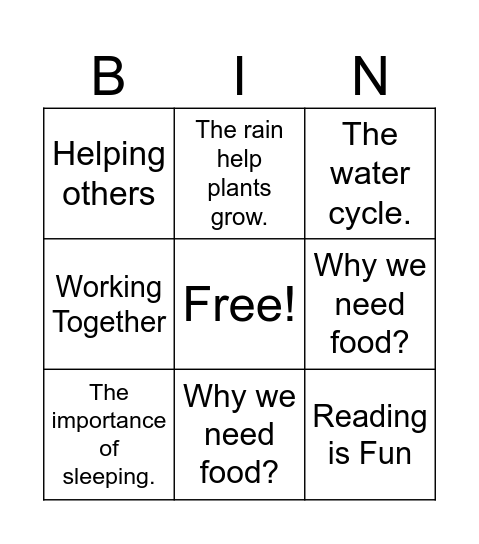 Main Idea Bingo Madness Bingo Card