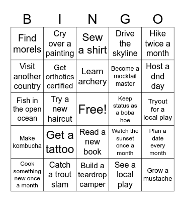 David 2025 Bingo Card