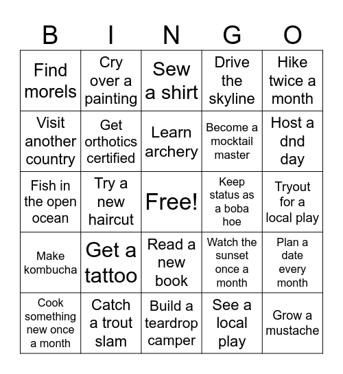 David 2025 Bingo Card