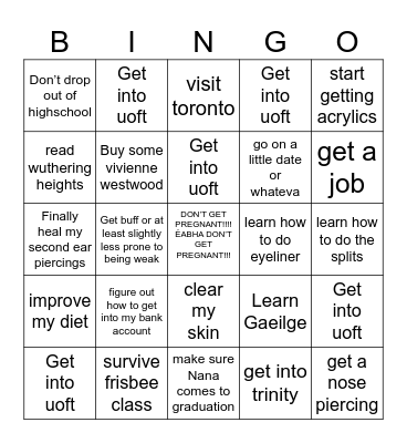 Éabha’s Bingo Card
