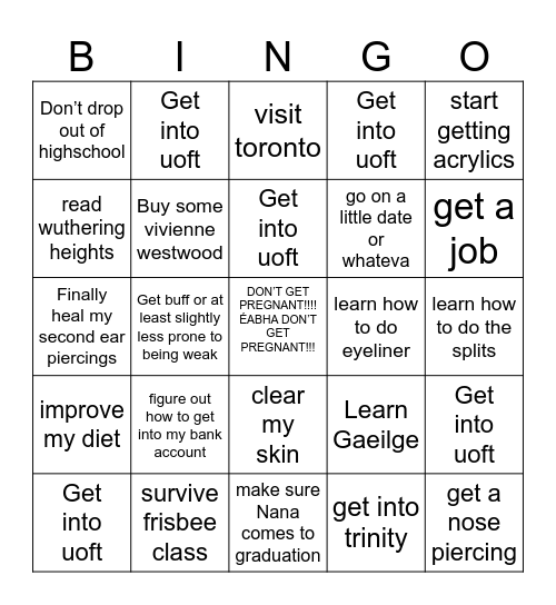 Éabha’s Bingo Card