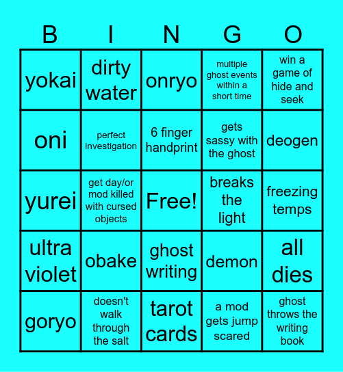 days phasmo bingo Card