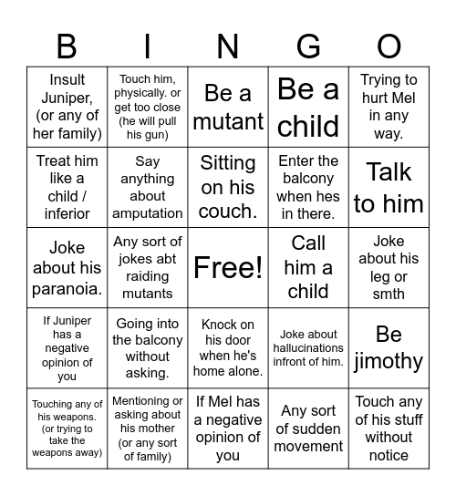 does it set chelsi off? probably Bingo Card