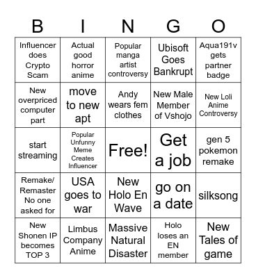 2025 Bingo Card