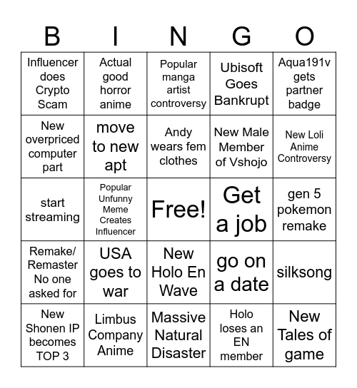 2025 Bingo Card