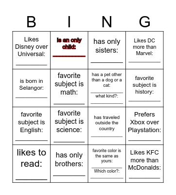 Ice Breaker Bingo! Find another classmate who... Bingo Card