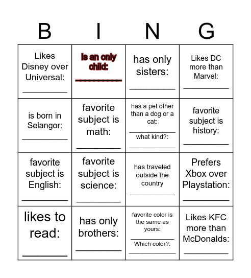 Ice Breaker Bingo! Find another classmate who... Bingo Card