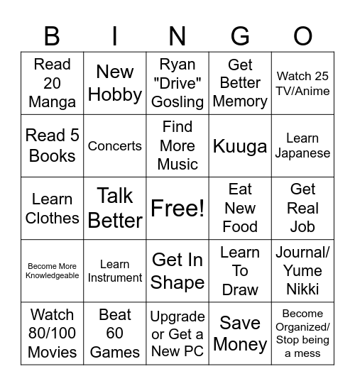 2025 Bingo Card