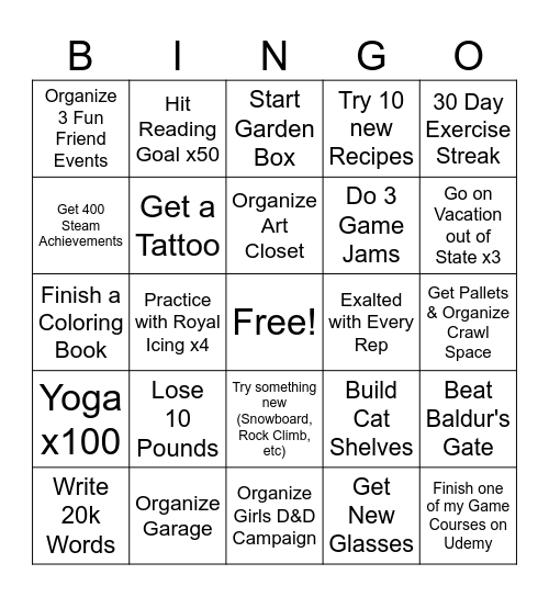 2025 Bingo Card