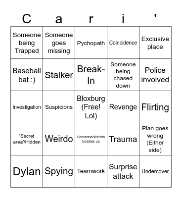 Cari Bingo Card Bingo Card
