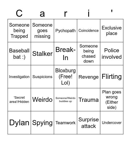 Cari Bingo Card Bingo Card