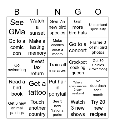 2025 Bingo Card