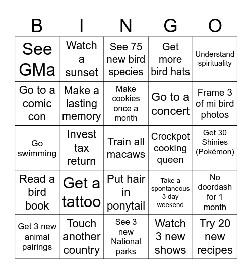 2025 Bingo Card