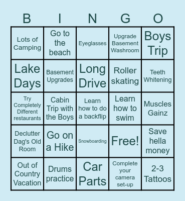 2025 Goals Bingo Card