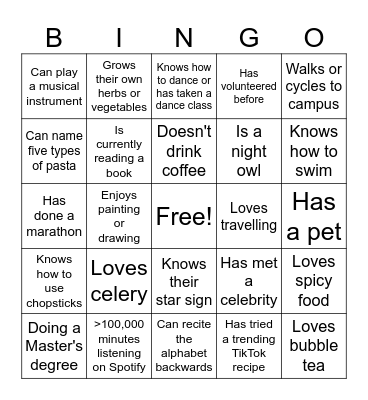 Food Relief Bingo! Bingo Card
