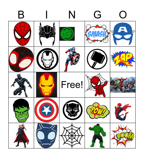 superhero bingo Card