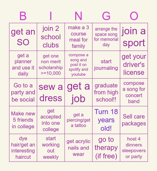 2025 New Years Bingo Card