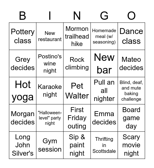 Car of Last Resort 2025 Bingo Card