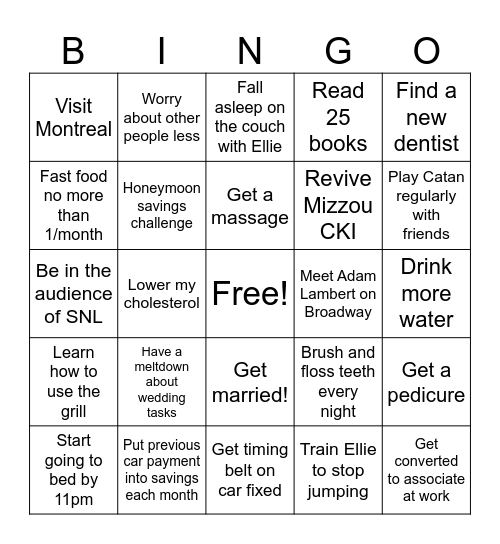 Emily’s 2025 Bingo Card