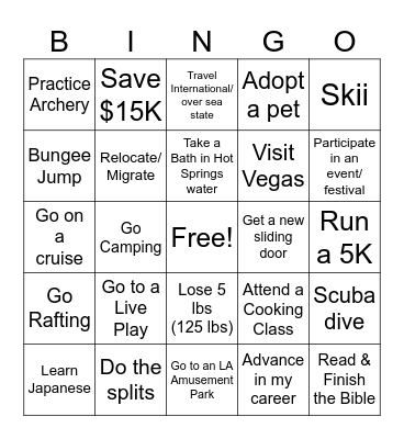2025 Bingo Card