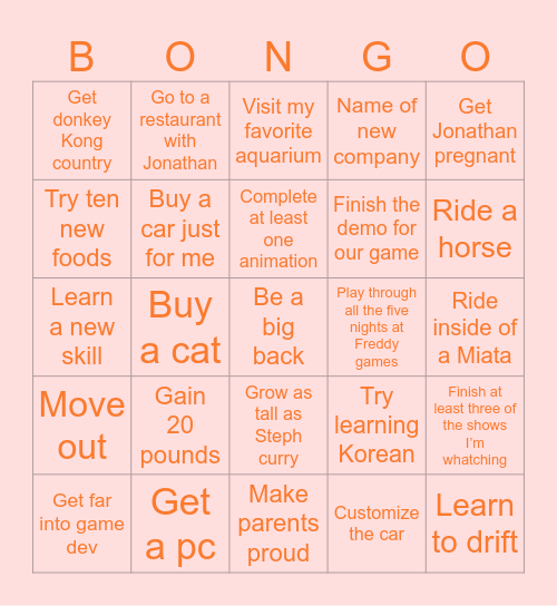 Sebs bingo extravaganza Bingo Card