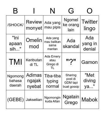 BINGO OF THE DAY Bingo Card