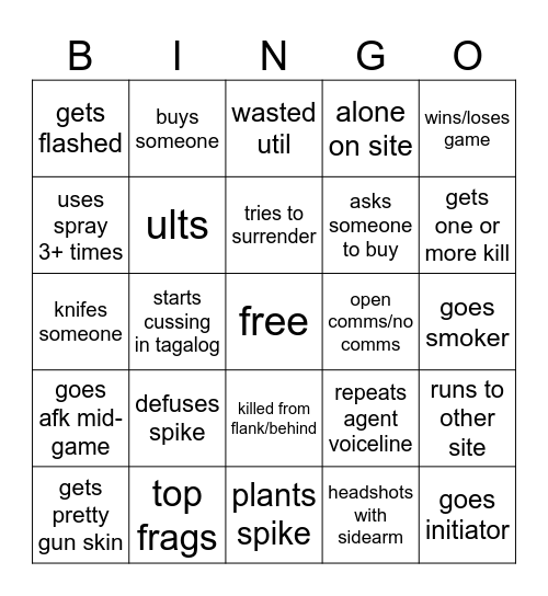 valorant :3 Bingo Card