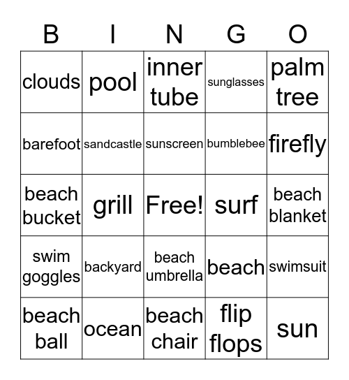 Farewell to Summer Bingo Card