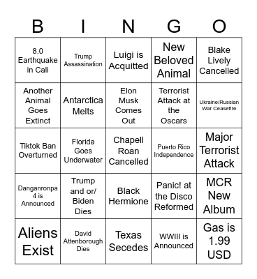 2025 Bingo Card