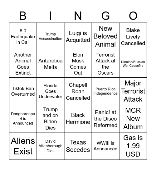 2025 Bingo Card