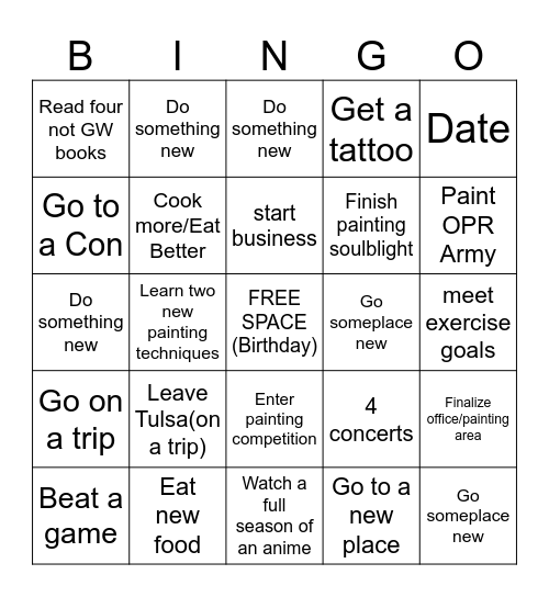 2025 Bingo Card