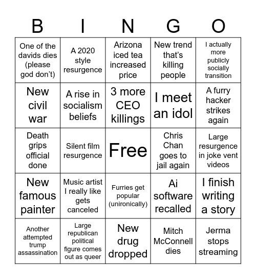 2025 bingo Card