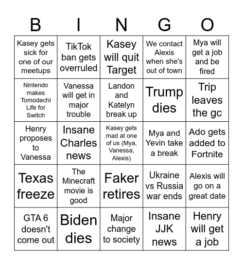 2025 AKMV Bingo Card