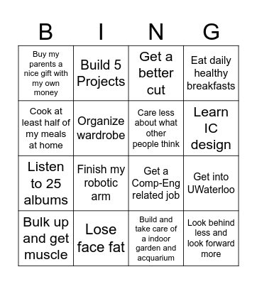New Years Bingo IG!!!!! Bingo Card