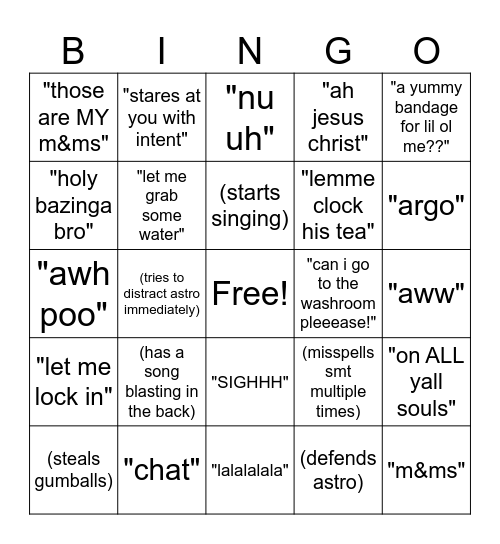 Ranger Bingo Card
