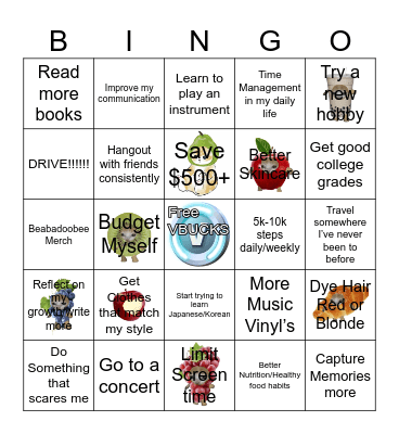 Alexis’s New Year Bingo Card