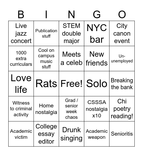 Alan's 2025! Bingo Card