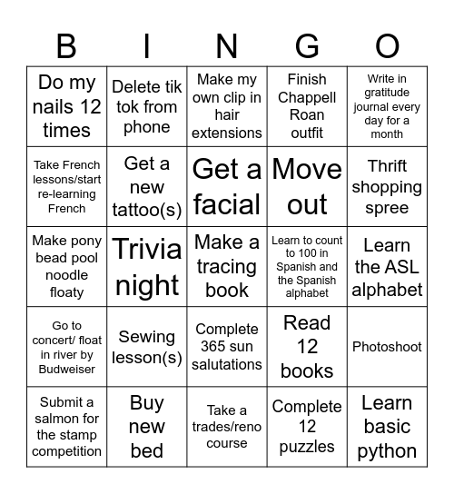 Stephanie’s 2025 Bingo Card