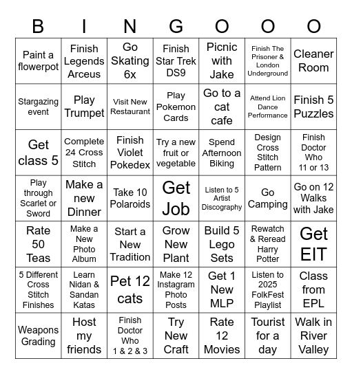 Ivy's 2025 Bingo Card