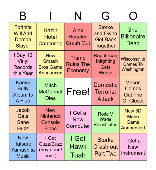 My 2025 Bingo Card Bingo Card