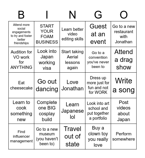 2025 Bingo Card