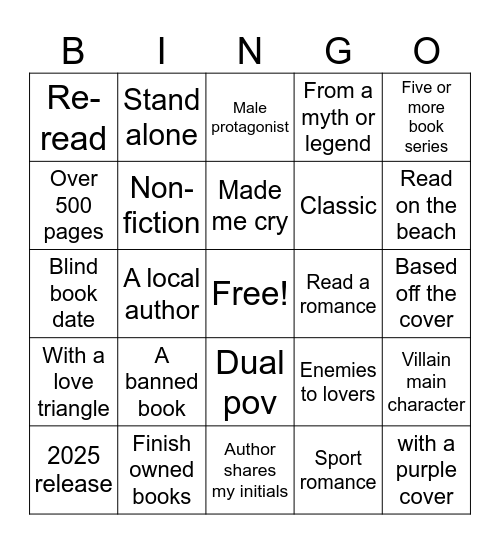 Book bingo Card