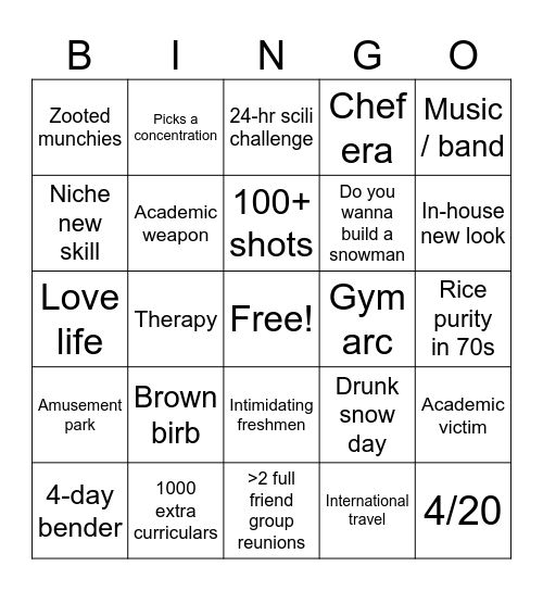 Michelle's 2025! Bingo Card