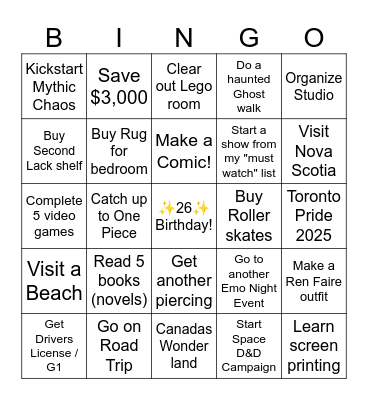2025 Bingo Card Bingo Card