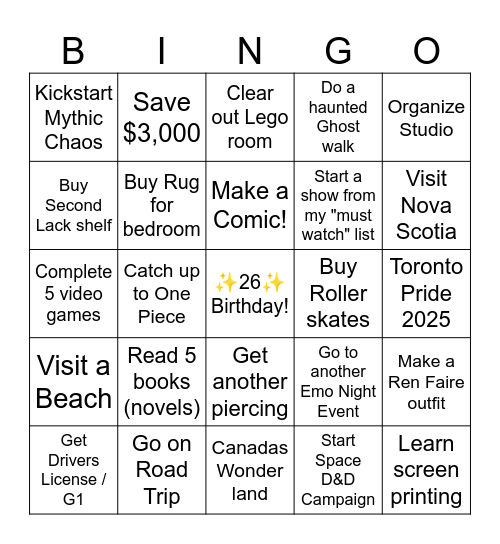 2025 Bingo Card Bingo Card